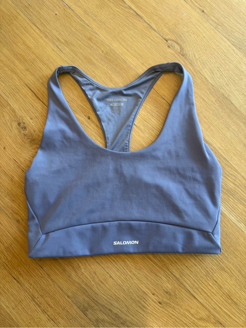 Salomon Women's SHKout Core Bra Purple Lavender Blue Racerback Sports Bra Small